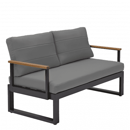 ORIS NATERIAL - Coffee Set 4 seats aluminum and eucalyptus wood with cushions