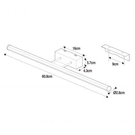 Bricocenter UP DOWN ALUMINIUM MIRROR WALL LIGHT SILVER 60 CM LED 30W NATURAL LIGHT IP44