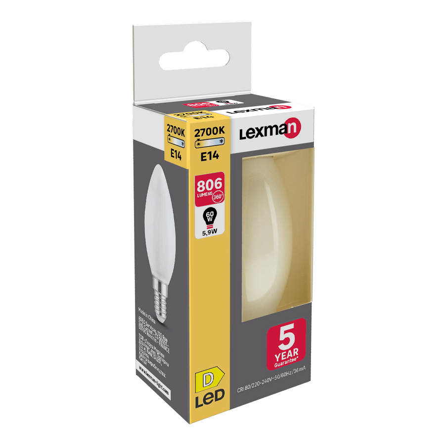 Bricocenter LED BULB E14=60W CANDLE FROSTED WARM LIGHT