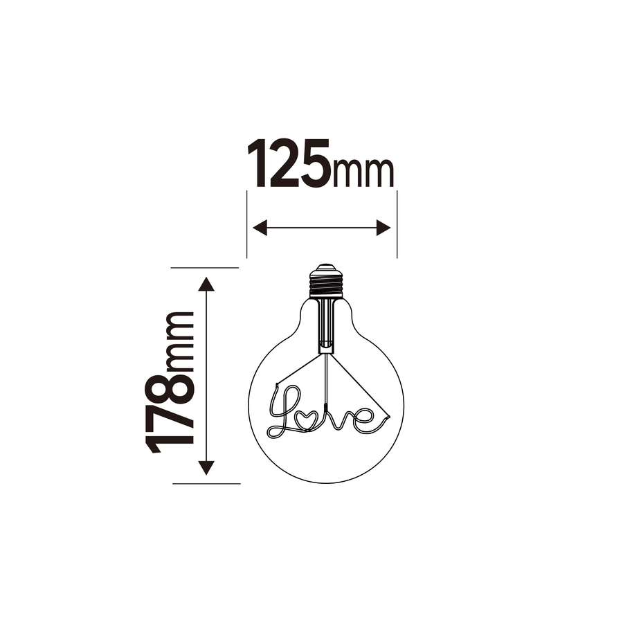 Bricocenter LOVE LED DECORATIVE BULB E27=21W GLOBE G125 AMBER WARM LIGHT