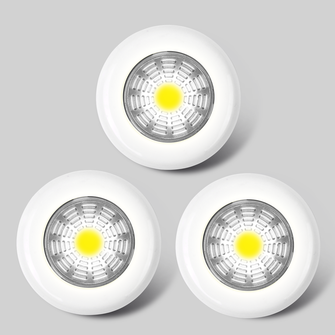 3 PUSHLIGHTS PLASTIC WHITE D6,8 CM LED 50LM NATURAL LIGHT BATTERY OPERATED