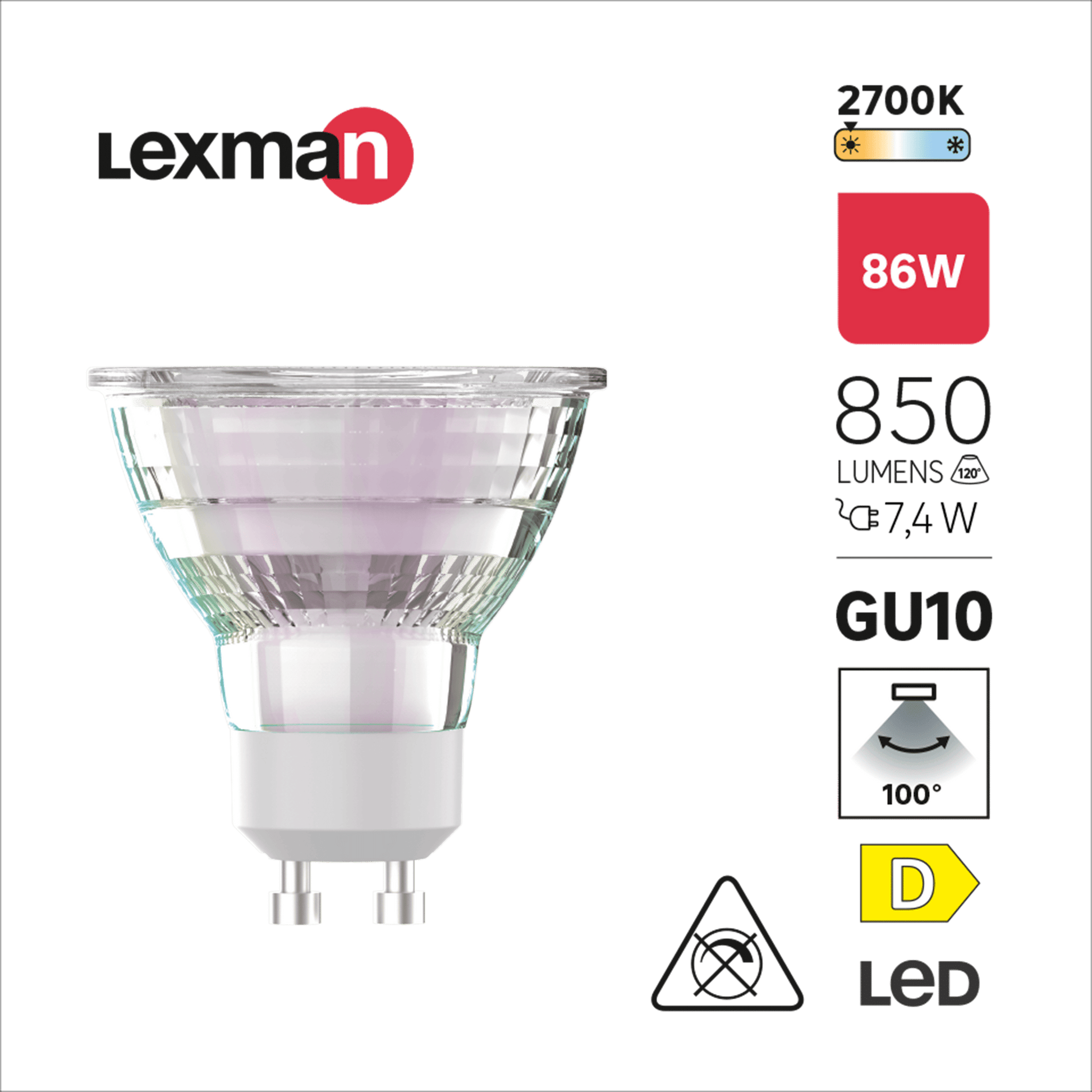Bricocenter LED BULB GU10 86W TRANSPARENT WARM LIGHT