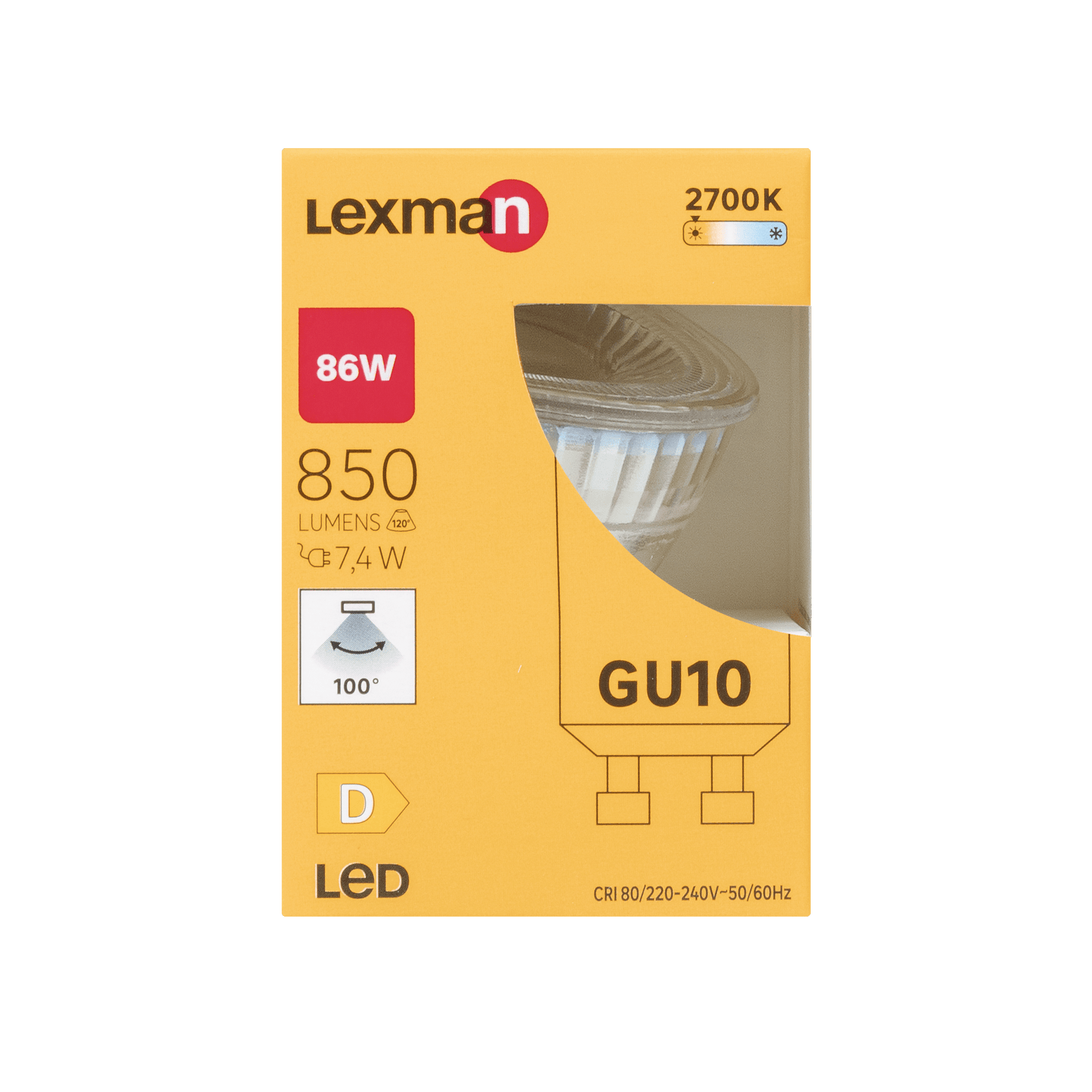Bricocenter LED BULB GU10 86W TRANSPARENT WARM LIGHT