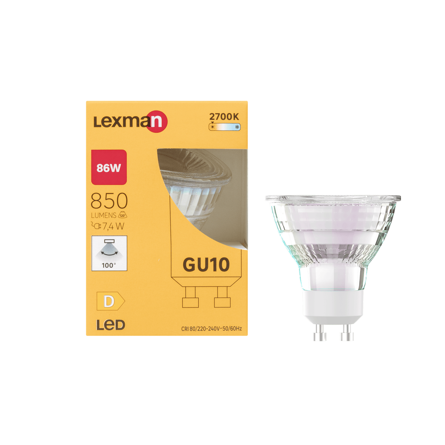 Bricocenter LED BULB GU10 86W TRANSPARENT WARM LIGHT
