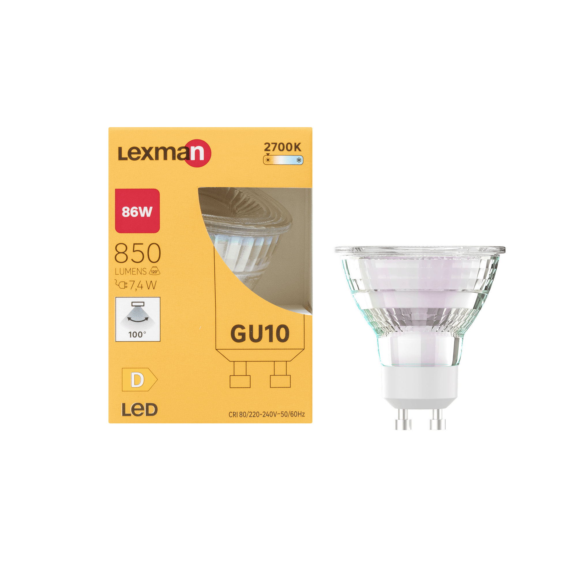 Bricocenter LED BULB GU10 86W TRANSPARENT WARM LIGHT
