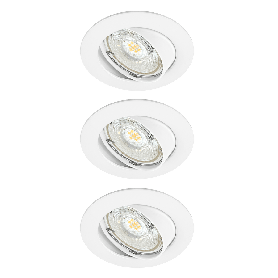 Bricocenter 3 RECESSED SPOTLIGHTS CLANE ALUMINIUM WHITE D7.5 CM GU10=6W WARM LIGHT ADJUSTABLE