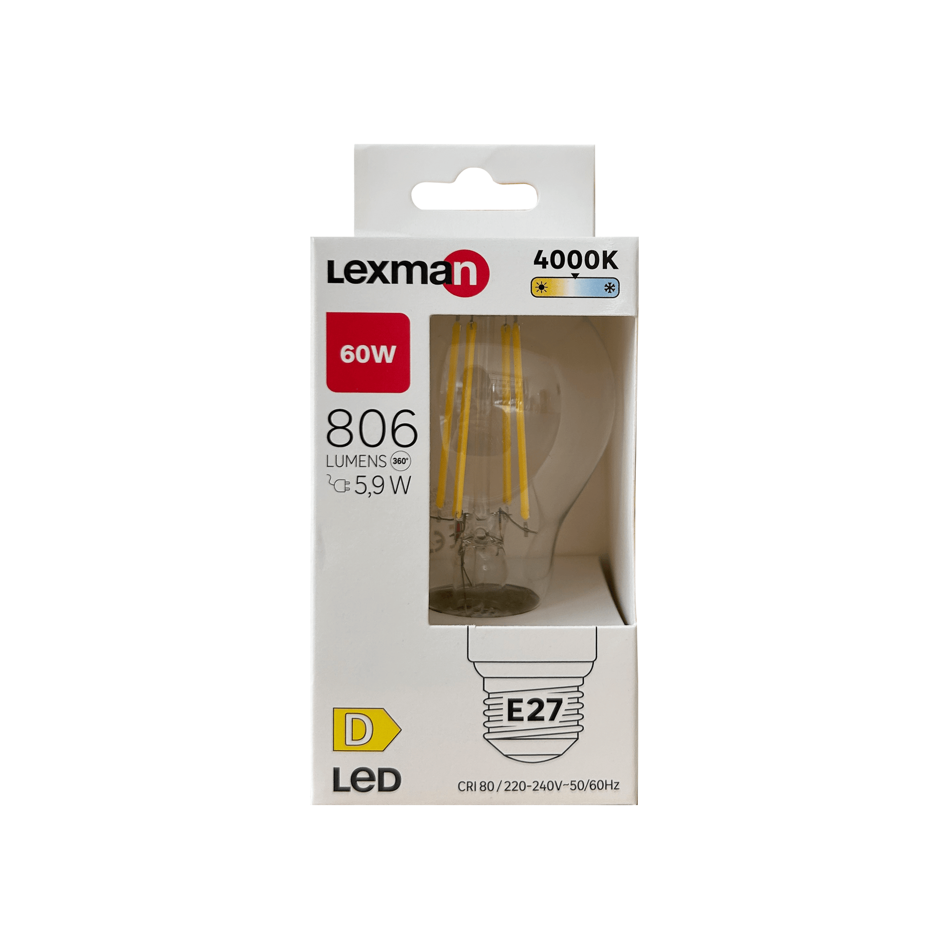 Bricocenter LED BULB E27=60W DROP CLEAR NATURAL LIGHT