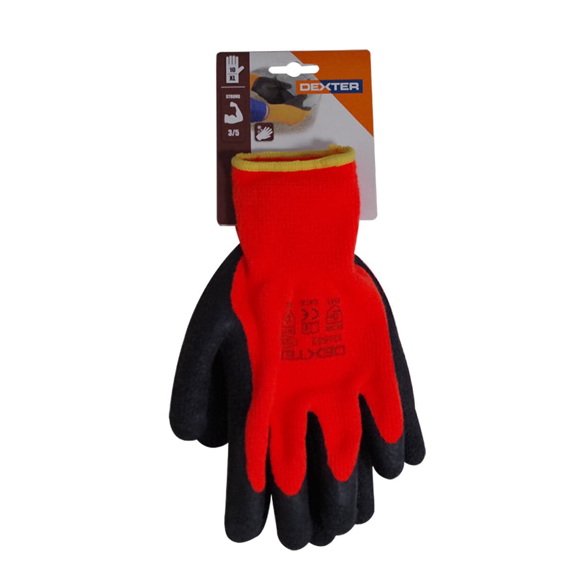 DEXTER POROUS LATEX GLOVES, SIZE 10, XL, COLD-RESISTANT