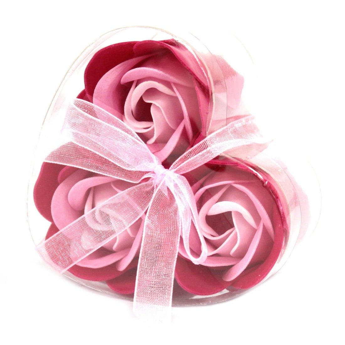 Set of 3 Soap Flower Heart Box - Pink Roses - best price from Maltashopper.com LSF-14