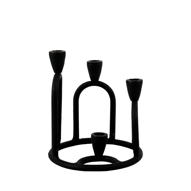 Casa RINGS Candlestick for 4 black candles H 22 cm - Ø 19 cm