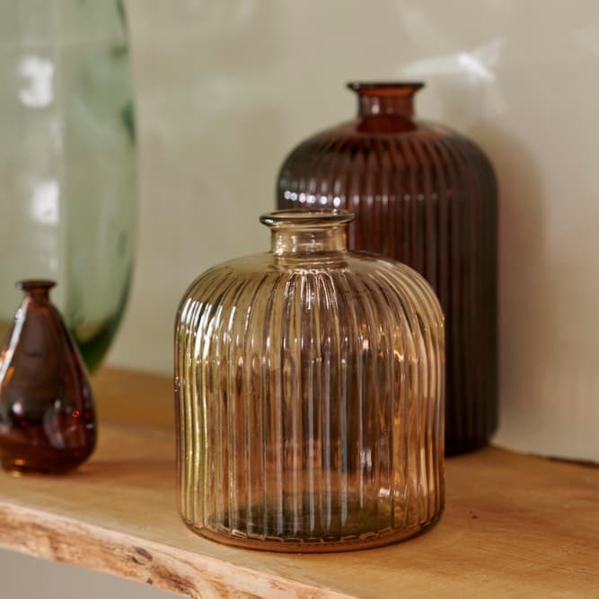 Casa DAROCA Light brown vase, H 18 cm - Ø 16 cm