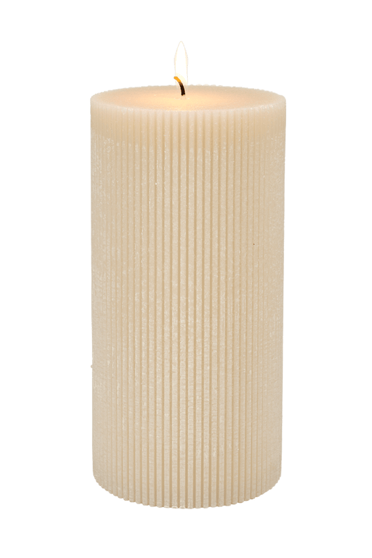 RUSTIC Beige wavy candle H 20 cm - Ø 10 cm - best price from Maltashopper.com CS677327