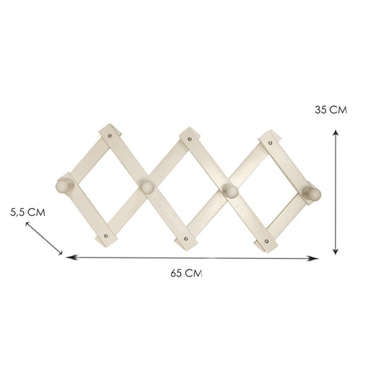 4-PLACE EXTENDABLE HANGER, WHITE LACQUERED, H35XL65 CM