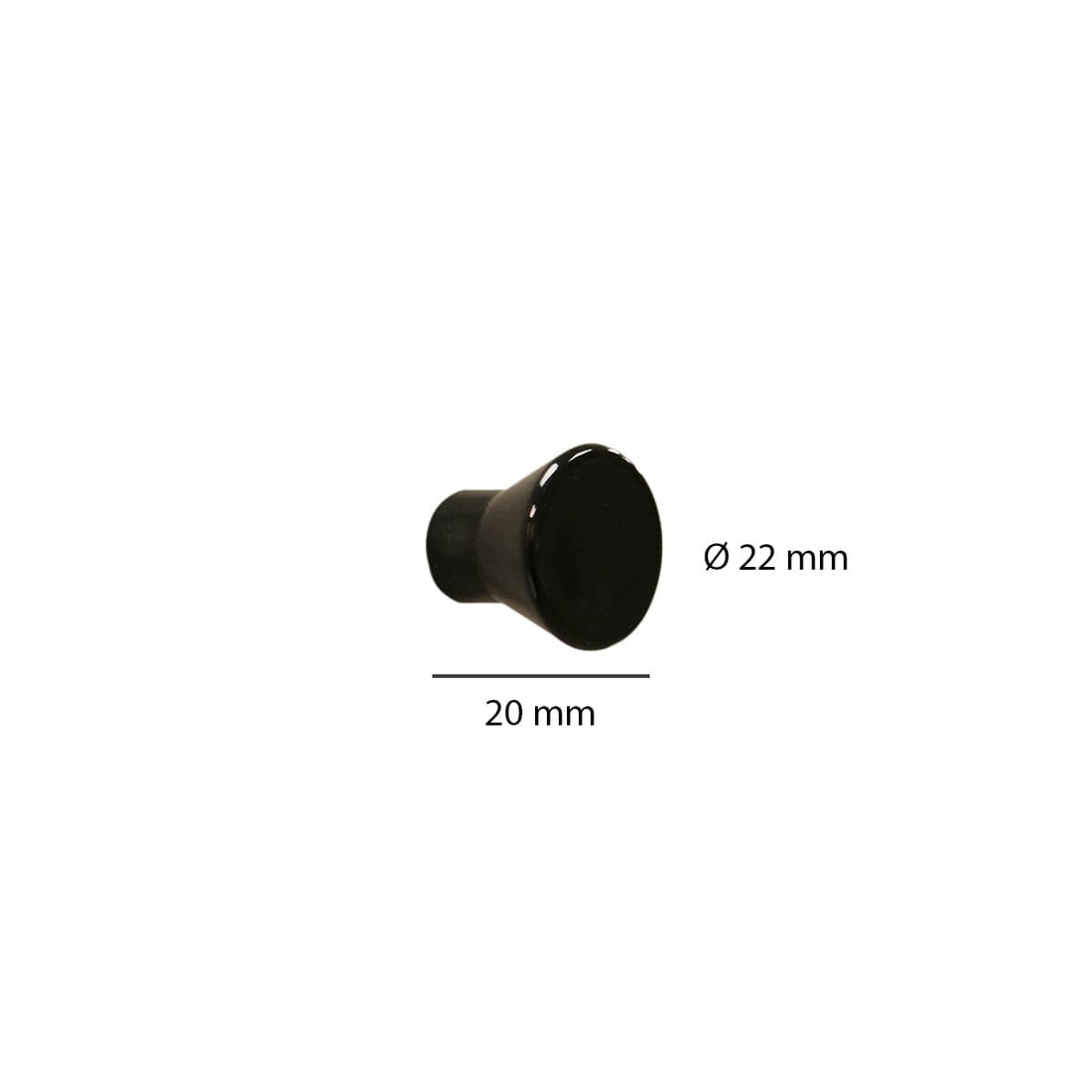2 D 22 MM KNOBS IN BLACK RECYCLED PLASTIC