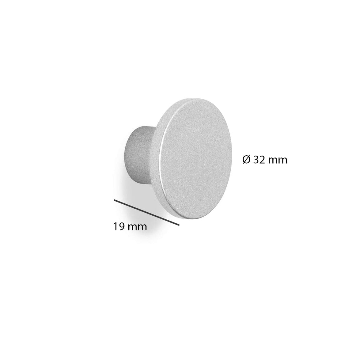 2 KNOBS D 32 MM H 19 MM IN SATIN CHROME RECYCLED PLASTIC