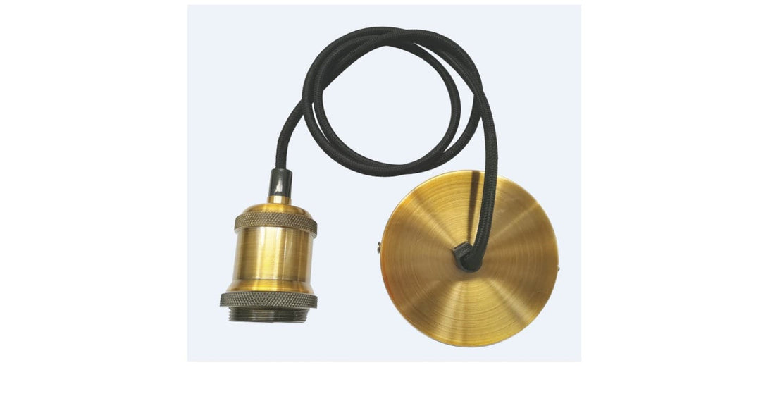 ALUMINIUM LAMP HOLDER GOLD E27=60W CABLE1.5 M