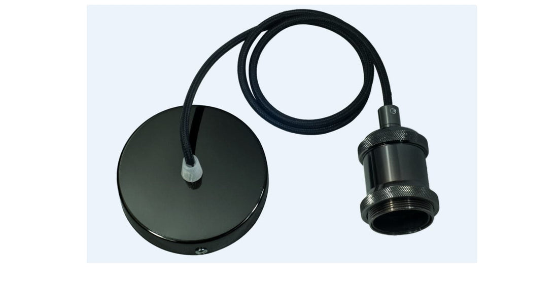 BLACK ALUMINIUM LAMP HOLDER E27=60W CABLE 1.5 M