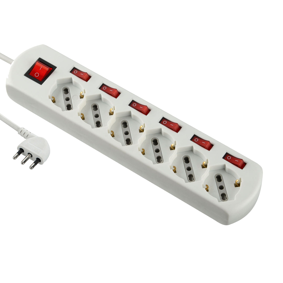 MULTISOCKET 6 UNIVERSAL SOCKETS CABLE 1.5MT WHITE