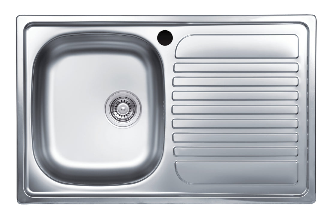 BUILT-IN SINK L79X50P 1/V LEFT-HAND DRAINER + 3.5" DRAIN AND STAINLESS STEEL HOOKS