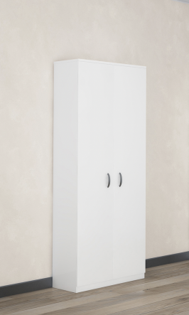 SHOE CABINET 2 DOORS 7 ADJUSTABLE SHELVES WHITE 72X36X186