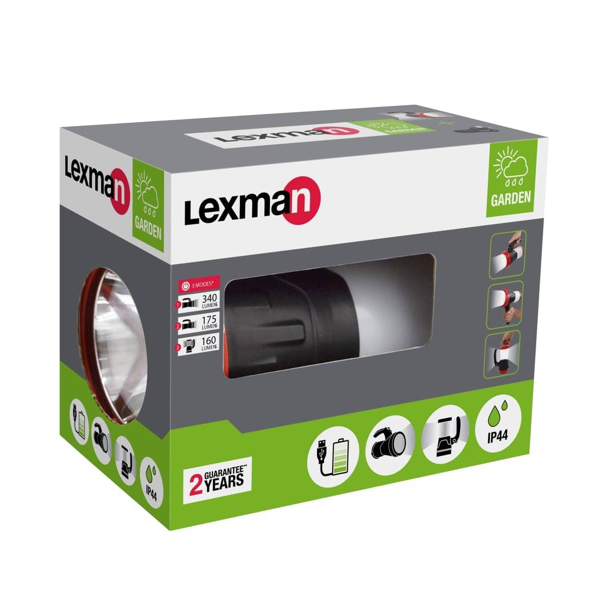 Bricocenter 3W LED TORCH WITH USB CHARGER 2200 MAH LITHIUM BATTERY DURATION 4/5H CHARGE TIME 5/6H