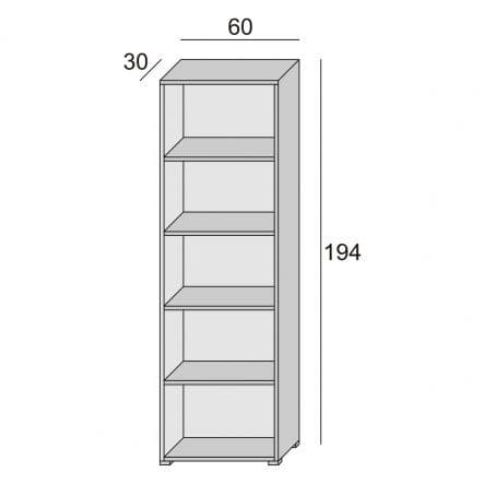 5-Shelf Bookcase W60xD30xH195 CM IN MELAMINIUM WHITE/CEMENT - best price from Maltashopper.com BR440002027