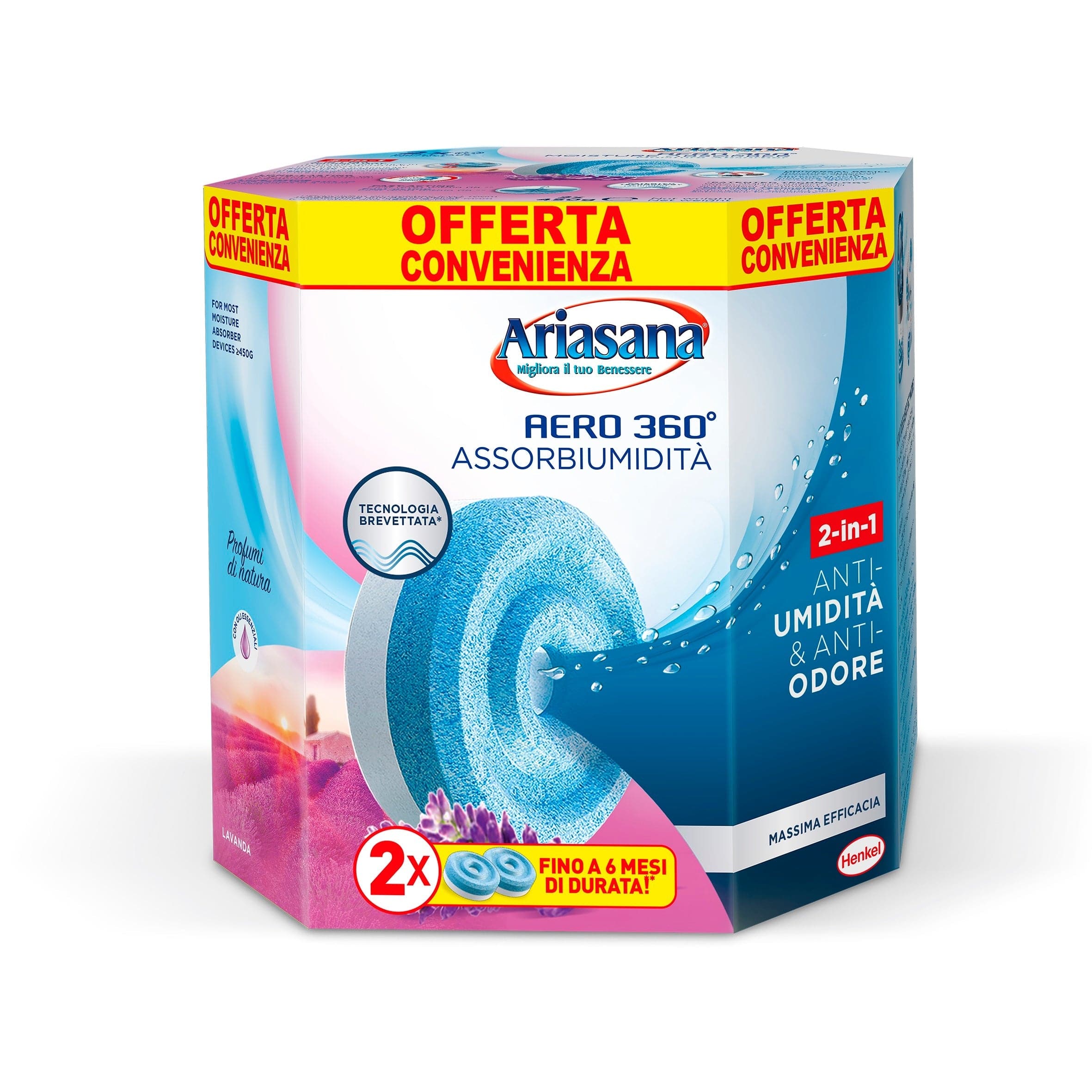 12 x ARIASANA RICARICA AERO 360 TAB INODORE 2X450 G