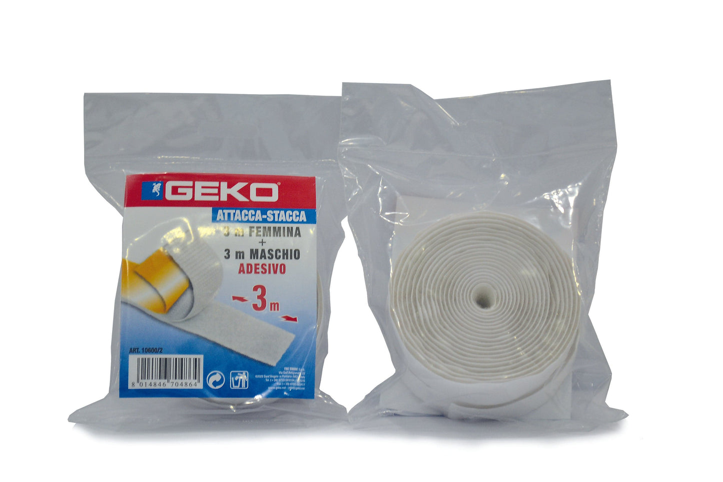 ADHESIVE TAPE WITH VELCRO STICKER WHITE 3M MALE + 3M FEMALE