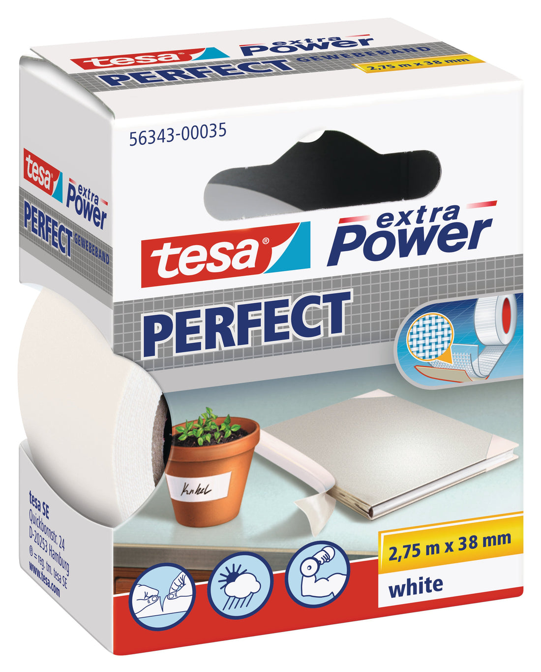 WHITE REPAIR TAPE EXTRA POWER PERFECT 38MMX2,75MT