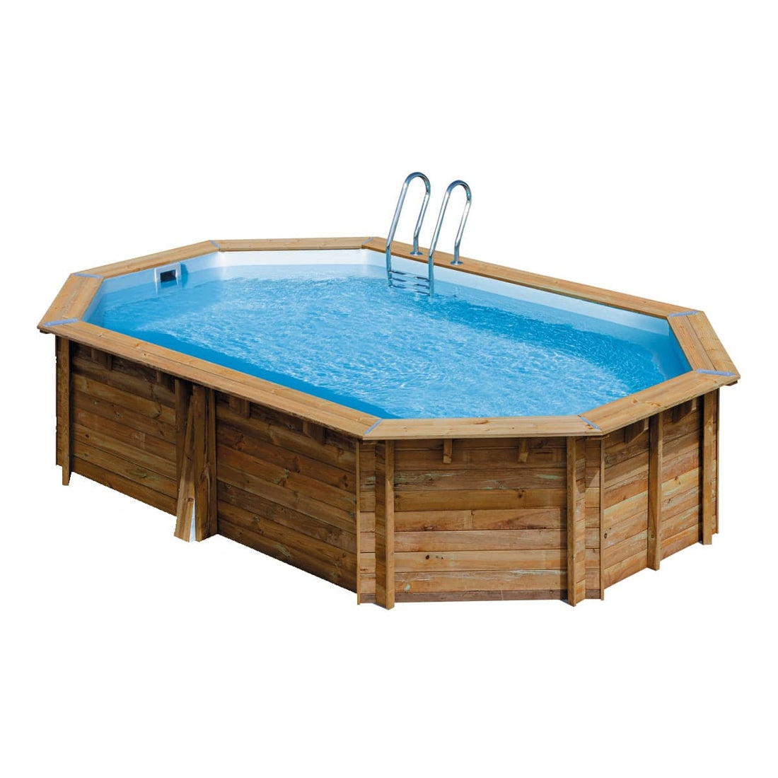 CANNELLE WOODEN OVAL POOL WITH SAND FILTER EXTERNAL DIMENSIONS 551X351 H 119