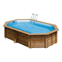 CANNELLE WOODEN OVAL POOL WITH SAND FILTER EXTERNAL DIMENSIONS 551X351 H 119