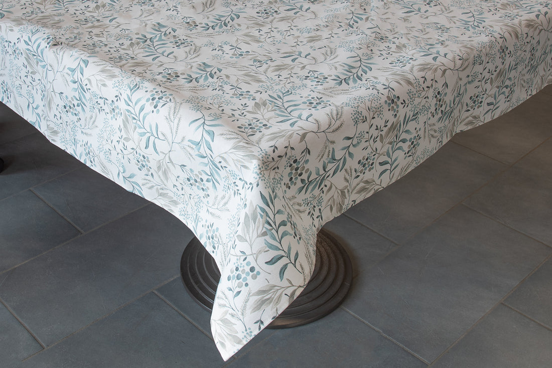 STAIN-RESISTANT TABLECLOTH BERRIES BLUE 140X175 CM COTTON RESIN