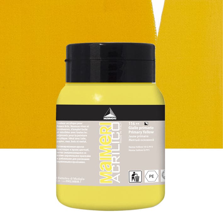 ACRYLIC COLOUR 500ML PRIMARY YELLOW
