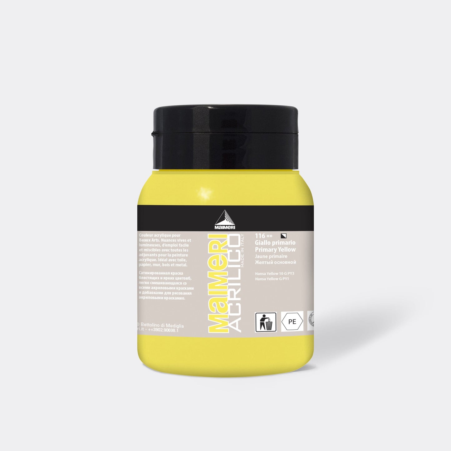 ACRYLIC COLOUR 500ML PRIMARY YELLOW