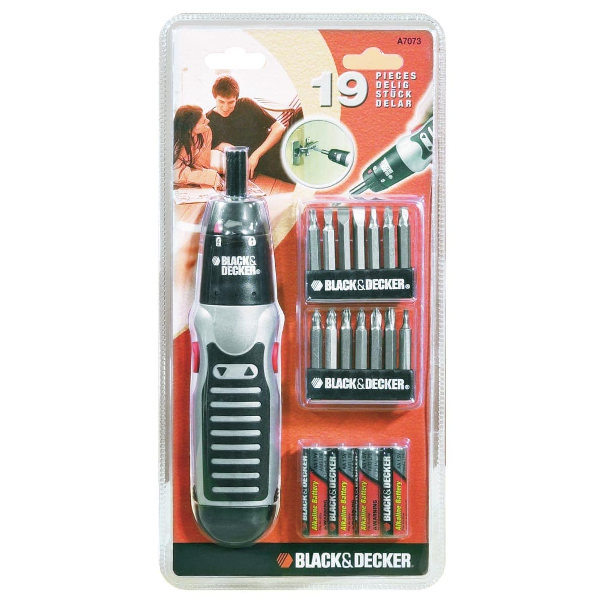 Bricocenter BLACK AND DECKER SCREWDRIVER WITH ALKALINE BATTERIES, 14 BITS AND BATTERIES INCLUDED