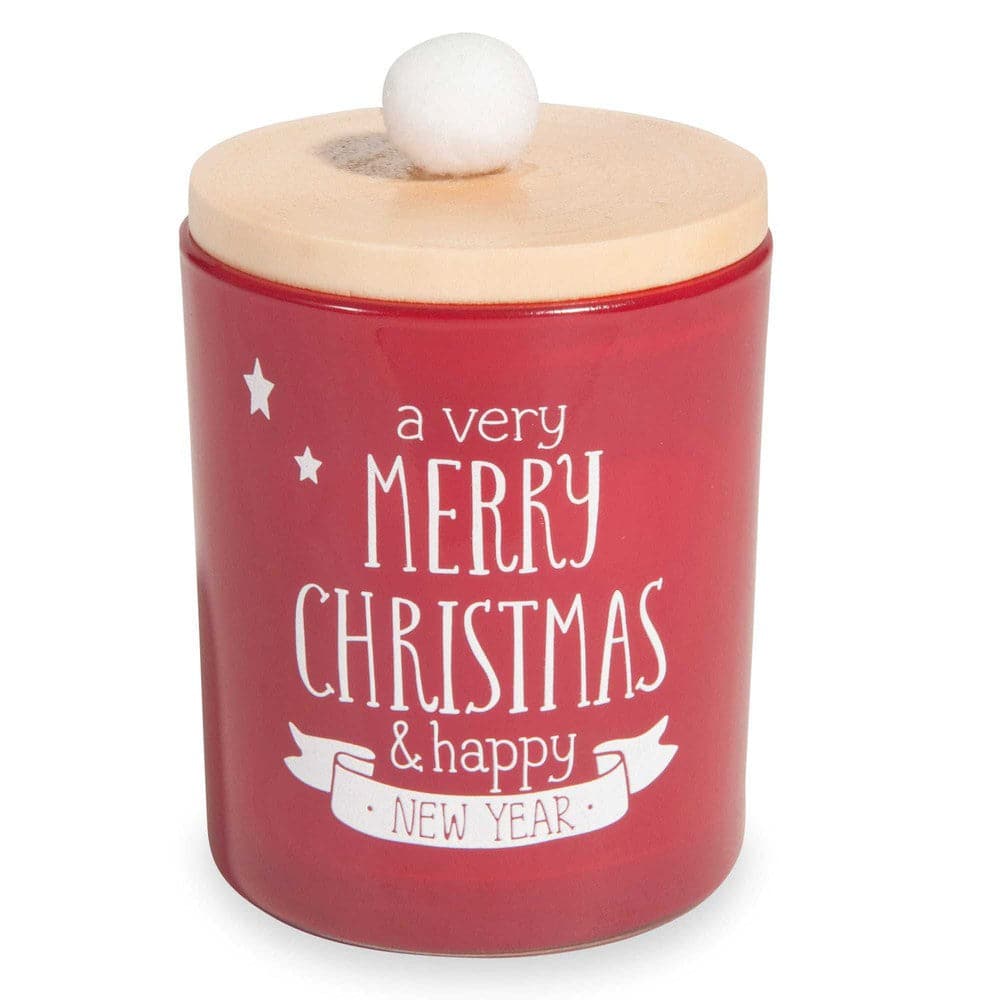 Maisons du Monde Maisons du Monde MERRY CHRISTMAS - Red glass Christmas candle with lid