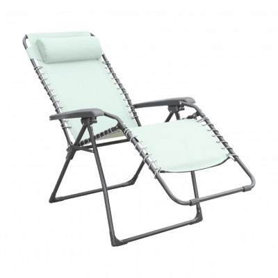 MULTIPLE RELAXATION ARMCHAIR in textilene, steel with green padded cushion