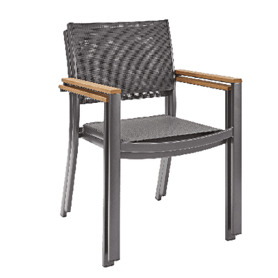 Bricocenter ORIS NATERAL ALU - Chair with eucalyptus wooden armrests and textile seat - 55.2x55.2xh84.5