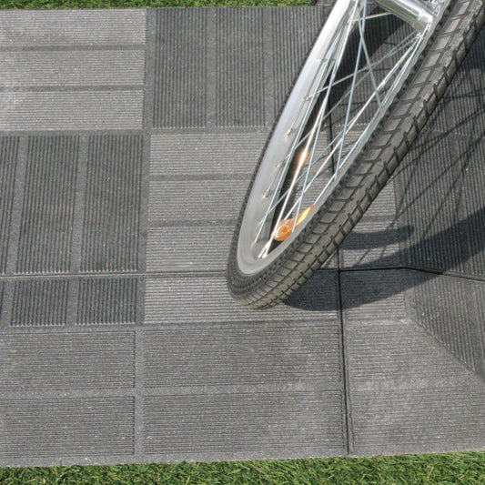 Wpc composite interlocking floor tiles, 40 x 40 cm, 45 mm thick, anthracite grey