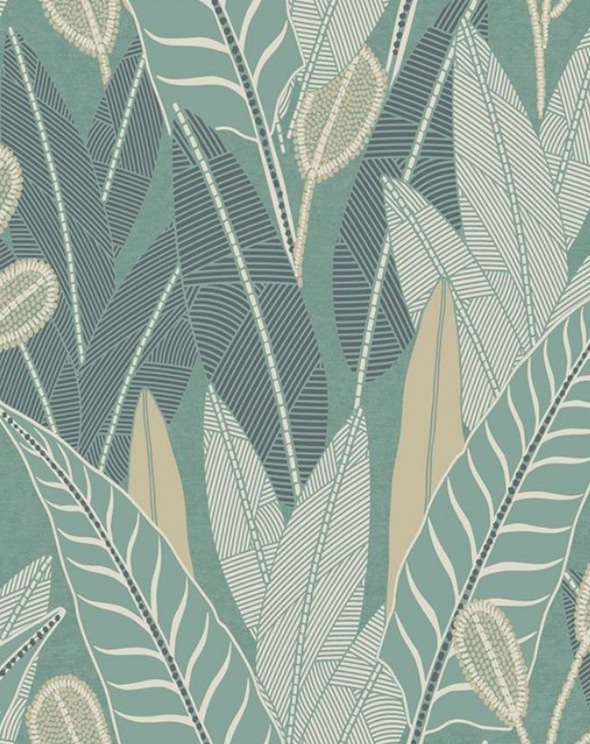 Bricocenter WALLPAPER GREEN LACQUERED LEAVES 53CMX10.5M