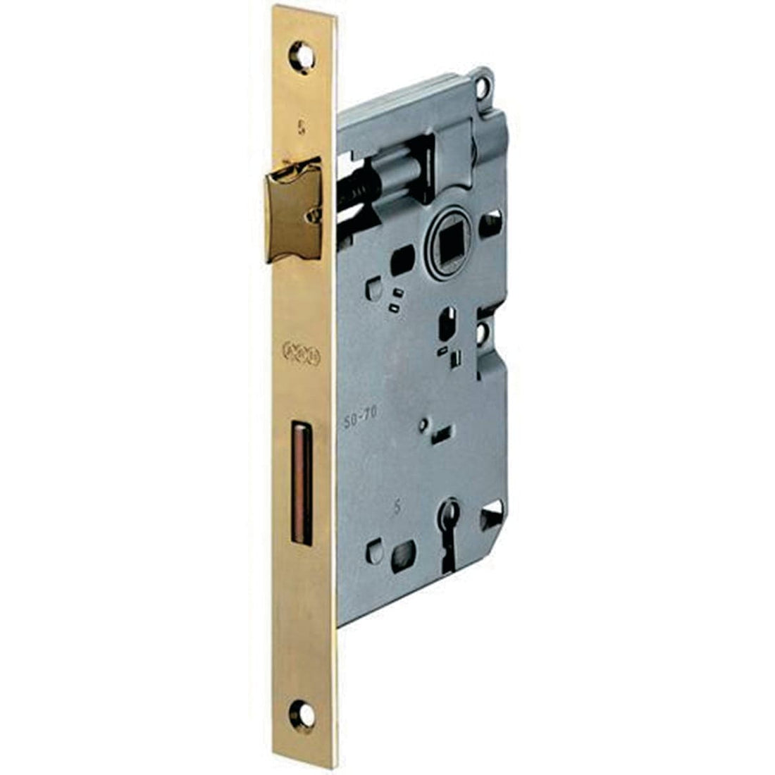 PATENT LOCK CENTRE DISTANCE 70 MM ENTRY 50 MM SQUARE EDGE PAINTED BRASS
