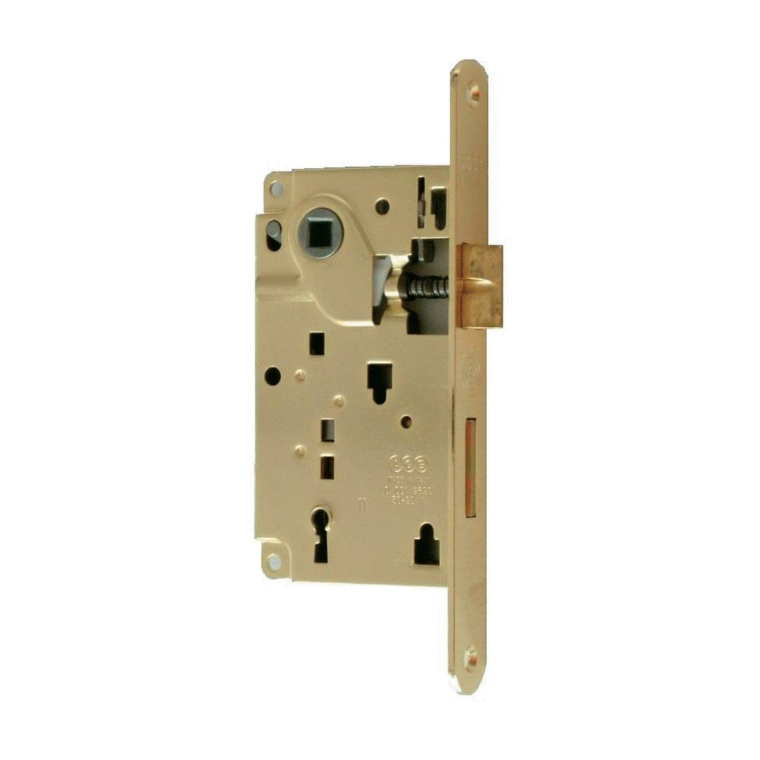 F18 CENTRED LOCK WITH DEADBOLT CENTRE DISTANCE 90 MM ENTRY 50 MM BRASS-PLATED STEEL