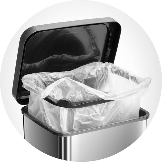 Paso 20-litre silver pedal bin with slow closing