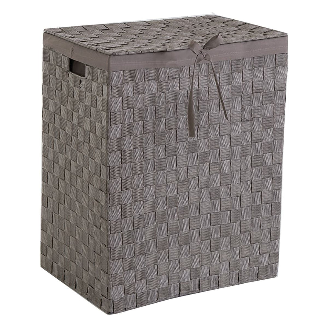 TEX FOLDING LAUNDRY BASKET IN WOVEN POLYESTER IN TAUPE COLOUR 30X30X50H CM WITH LINING