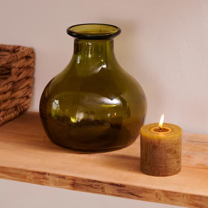 Casa VASE Green glass, H 21 cm - Ø 19 cm