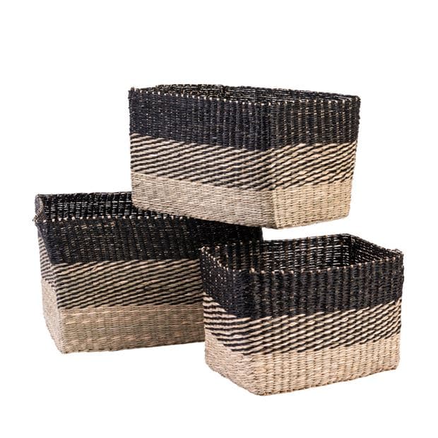 Casa BOBO Basket drawer black, natural H 20 x W 30 x D 20 cm