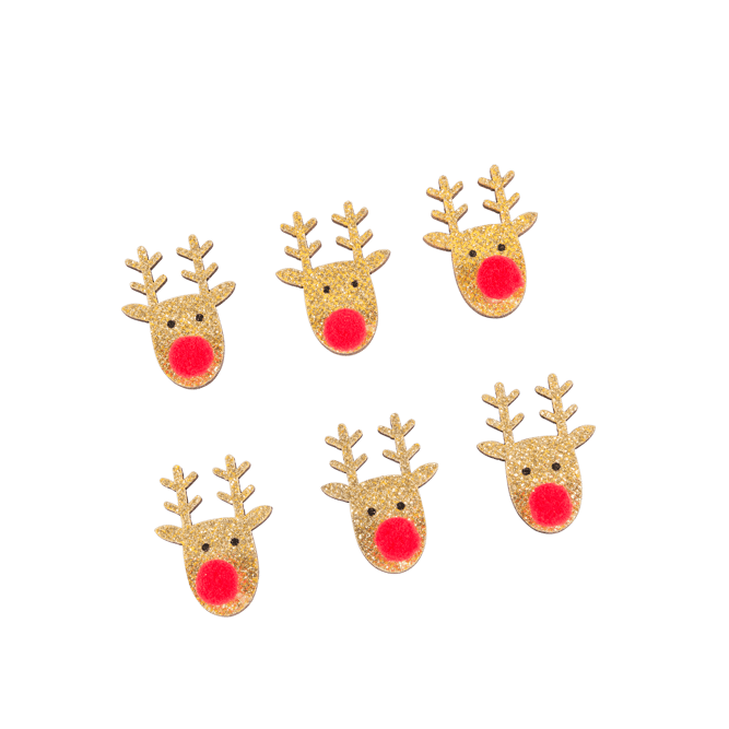 Casa NOSY Set of 6 scatter decorations red, natural H 4 x W 3 cm
