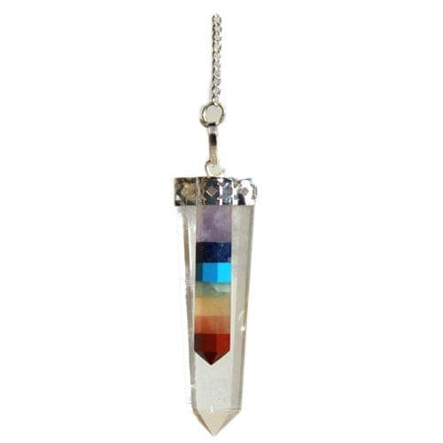 Crystal - 7 Chakra Bounded Thin Point Flat Pendants - best price from Maltashopper.com SPECMP-45