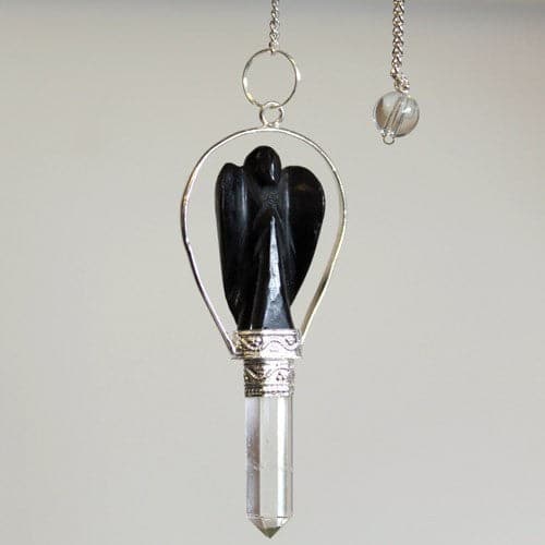 Angel Pendulum with Ring- Black Agate - best price from Maltashopper.com SPECMP-49