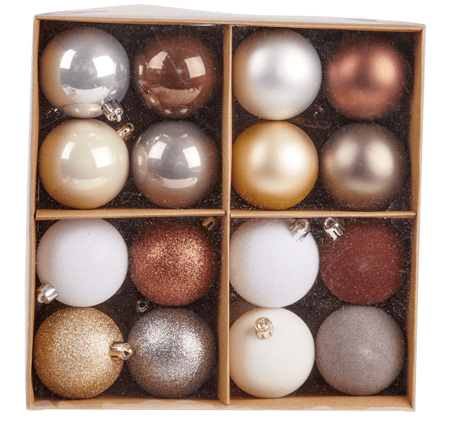 Casa GLAMOR Christmas ball set of 32 white, gray, brown, golden, silver Ø 6 cm